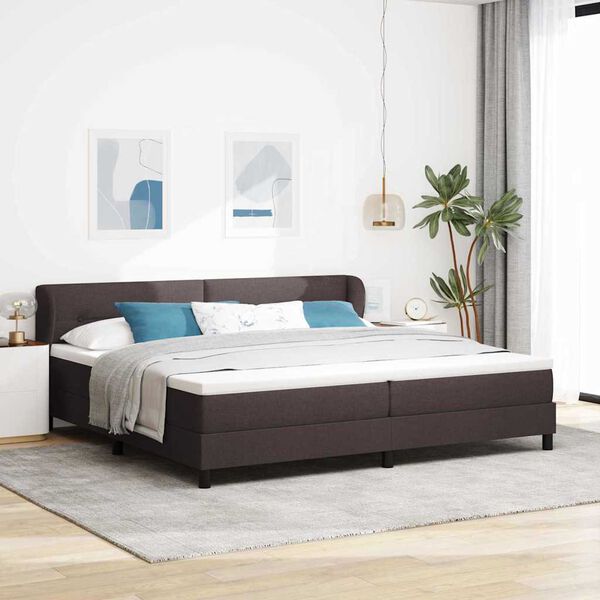 vidaXL Boxspring &aacute;gy matraccal s&ouml;t&eacute;tbarna 200 x 200 cm sz&ouml;vet