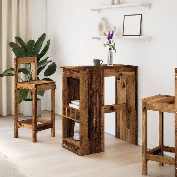 vidaXL antik fa színű szerelt fa bárasztal tárolókkal 90x47,5x103,5 cm