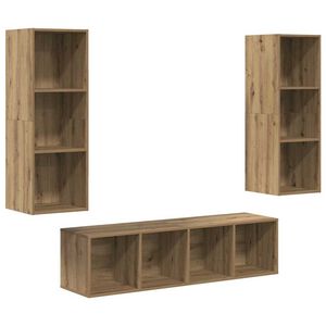 vidaXL TV szekr&eacute;ny garnit&uacute;ra 3 pcs Artisan t&ouml;lgy Faanyag