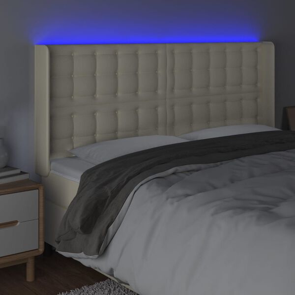vidaXL kr&eacute;msz&iacute;nű műbőr LED-es fejt&aacute;mla 163x16x118/128 cm