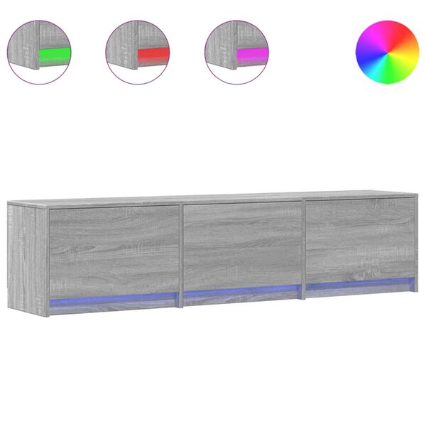 vidaXL TV szekr&eacute;ny leddel Sz&uuml;rke Sonoma 165 x 34 x 40 cm Faanyag