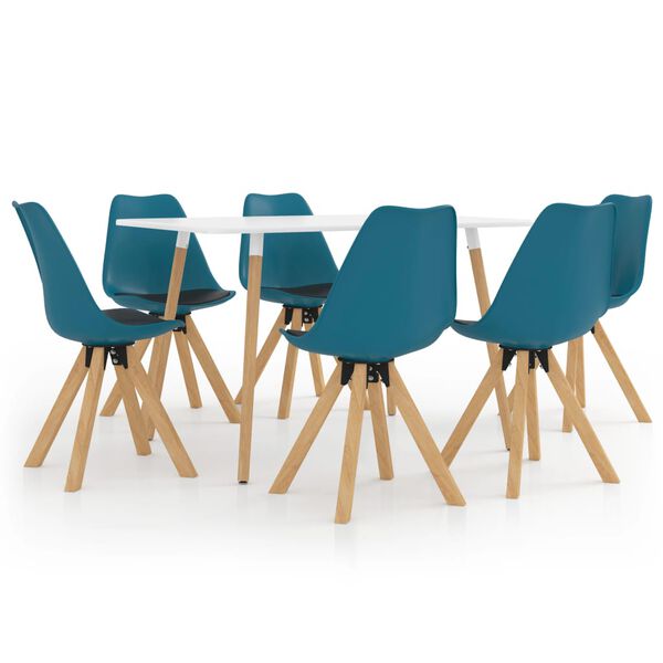 vidaXL 7 r&eacute;szes fekete &eacute;s t&uuml;rkizk&eacute;k &eacute;tkezőszett