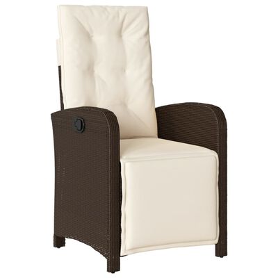 vidaXL barna polyrattan dönthető kerti szék lábtartóval