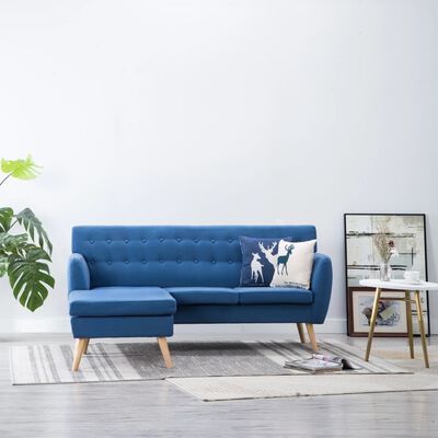 vidaXL L-alakú kék szövet kanapé 171,5 x 138 x 81,5 cm