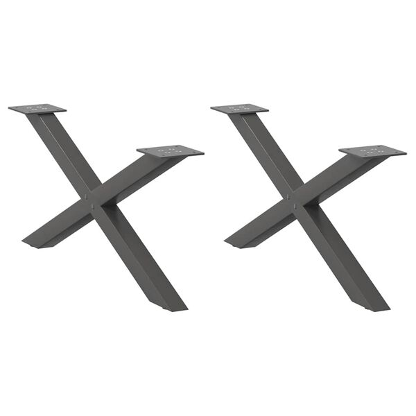 vidaXL 2 db antracitsz&uuml;rke X-alak&uacute; ac&eacute;l doh&aacute;nyz&oacute;asztal l&aacute;b 70x(30-31) cm