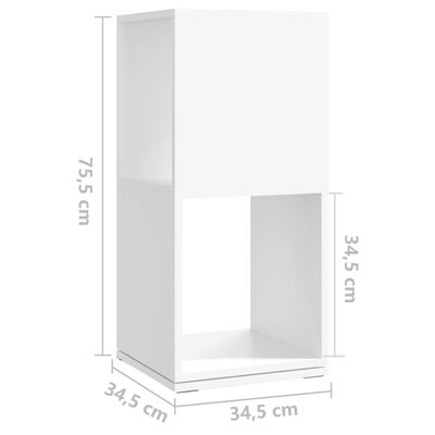 vidaXL fehér forgácslap forgószekrény 34,5x34,5x75,5 cm