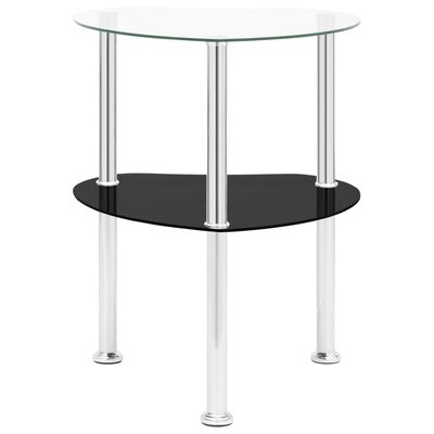 vidaXL 2 szintes átlátszó és fekete edzett üveg kisasztal 38x38x50 cm