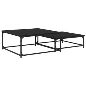 vidaXL Doh&aacute;nyz&oacute;asztal 2 db Fekete t&ouml;lgy 80 x 80 x 35 cm Szerelt Fa