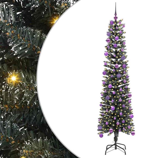 vidaXL Mű kar&aacute;csonyfa 300 LED-del Z&ouml;ld 180 cm PVC &eacute;s Műanyag &eacute;s Ac&eacute;l