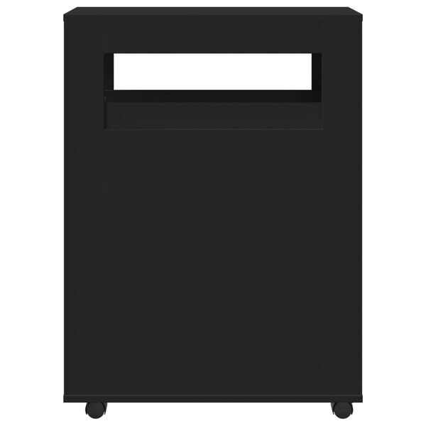 vidaXL fekete szerelt fa keskeny fürdőszobaszekrény kerekekkel