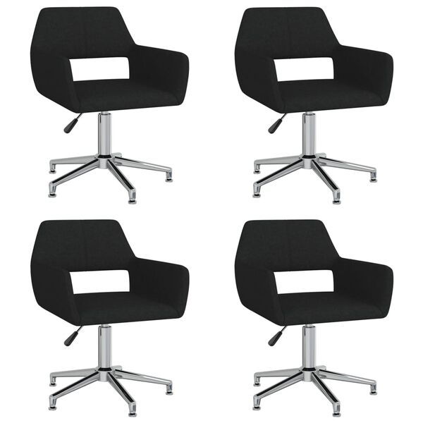 vidaXL 4 db fekete sz&ouml;vet forg&oacute; &eacute;tkezősz&eacute;k