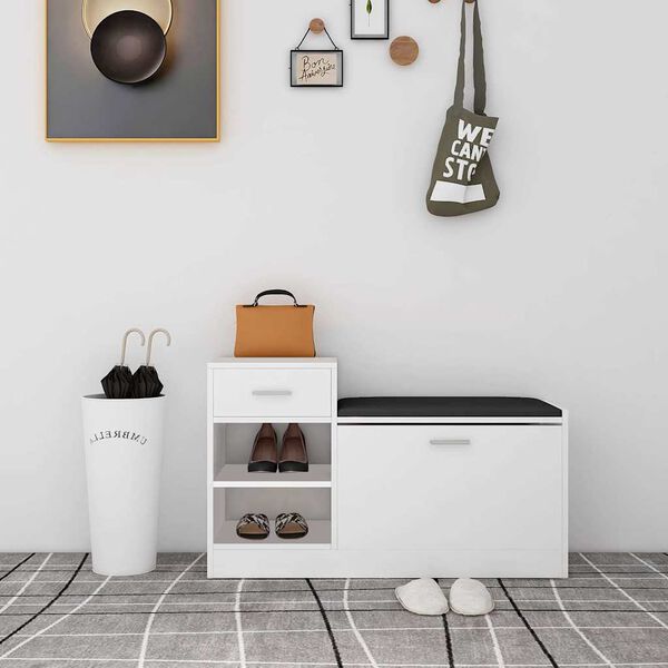 vidaXL feh&eacute;r szerelt fa cipőt&aacute;rol&oacute; pad 94,5 x 31 x 57 cm