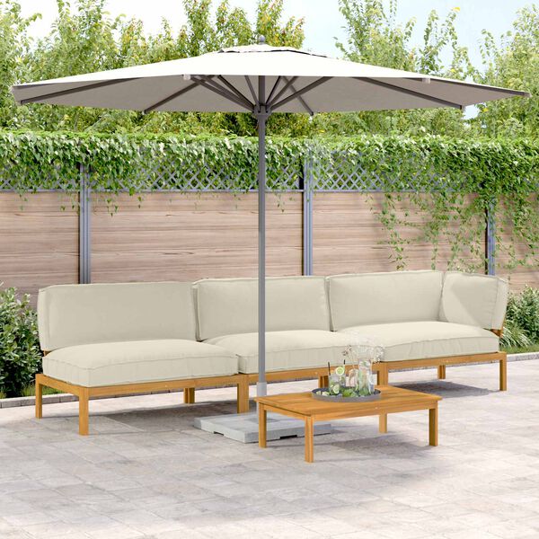 vidaXL Kanap&eacute; Szett p&aacute;rn&aacute;val Egysz&iacute;nű 4 pcs Kr&eacute;m T&ouml;m&ouml;r Ak&aacute;cfa