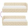 vidaXL Sarok&aacute;gy keret matracmal fejt&aacute;ml&aacute;val Kr&eacute;m 80 x 200 cm sz&ouml;vet