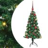 vidaXL Sarok Műkar&aacute;csonyfa 150 LED-del Z&ouml;ld 120 cm PVC &eacute;s f&eacute;m
