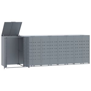 vidaXL sz&uuml;rke ac&eacute;l kerekes t&aacute;rol&oacute; 5 szemeteskuk&aacute;hoz 345 x 79 x 117 cm