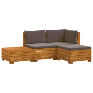 vidaXL K&uuml;lt&eacute;ri kanap&eacute; szett p&aacute;rn&aacute;val 4 Darab Barna T&ouml;m&ouml;r Ak&aacute;cfa