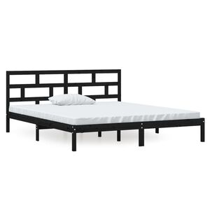 vidaXL fekete t&ouml;m&ouml;r fa &aacute;gykeret 135 x 190 cm (Double)