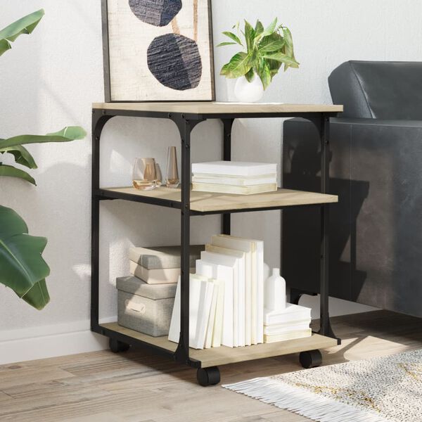 vidaXL 3 szintes sonoma tölgy színű nyomtatóállvány 43 x 48 x 64 cm