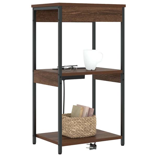 vidaXL &Eacute;jjeliszekr&eacute;ny polcokkal Barna T&ouml;lgy 41 x 31 x 76 cm Faanyag