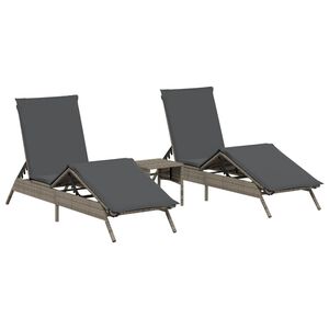 vidaXL 2 db sz&uuml;rke polyrattan napoz&oacute;&aacute;gy asztallal