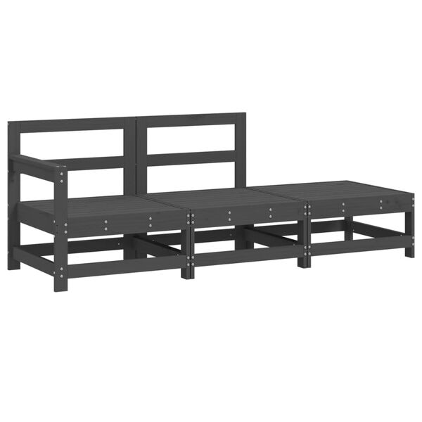 vidaXL 3 r&eacute;szes sz&uuml;rke t&ouml;m&ouml;r fenyőfa kerti &uuml;lőgarnit&uacute;ra