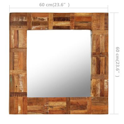 vidaXL újrahasznosított tömör fa keretes falitükör 60 x 60 cm