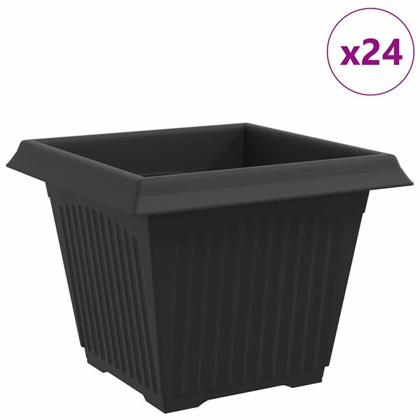 vidaXL N&eacute;gyzet Vir&aacute;gcser&eacute;p 24 pcs Fekete 28,5 x 28,5 x 22 cm Műanyag