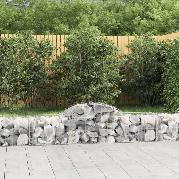 vidaXL 4 db íves horganyzott vas gabion kosár 200x50x40/60 cm