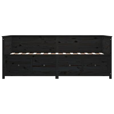 vidaXL fekete tömör fenyőfa kanapéágy 75 x 190 cm
