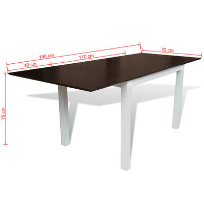 vidaXL barna és fehér, bővíthető étkezőasztal 190 cm