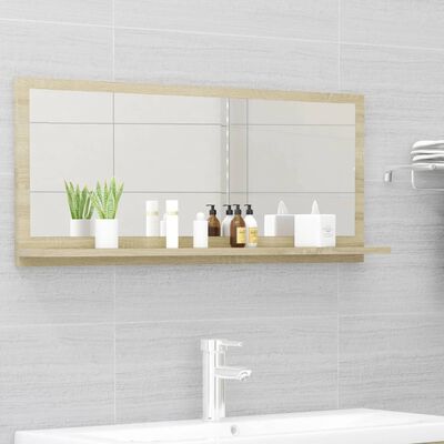 vidaXL sonoma-tölgy színű forgácslap fürdőszobai tükör 90x10,5x37cm