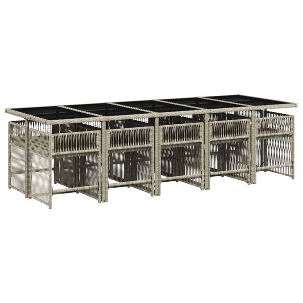 vidaXL 11 r&eacute;szes vil&aacute;gossz&uuml;rke polyrattan kerti &uuml;lőgarnit&uacute;ra p&aacute;rn&aacute;kkal