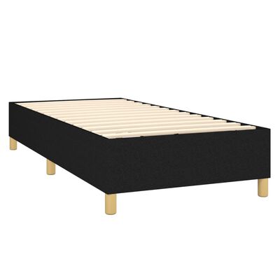 vidaXL fekete szövet rugós és LED-es ágy matraccal 100x200 cm