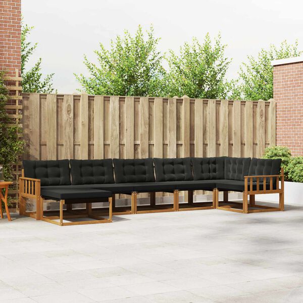 vidaXL K&uuml;lt&eacute;ri kanap&eacute; szett 21 pcs Term&eacute;szetes &eacute;s fekete T&ouml;m&ouml;r Ak&aacute;cfa