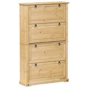 vidaXL Corona t&ouml;m&ouml;r fenyőfa cipőszekr&eacute;ny 99x32x163,5 cm