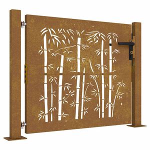vidaXL Corten ac&eacute;l, bambusz mint&aacute;s kerti kapu 100x100 cm