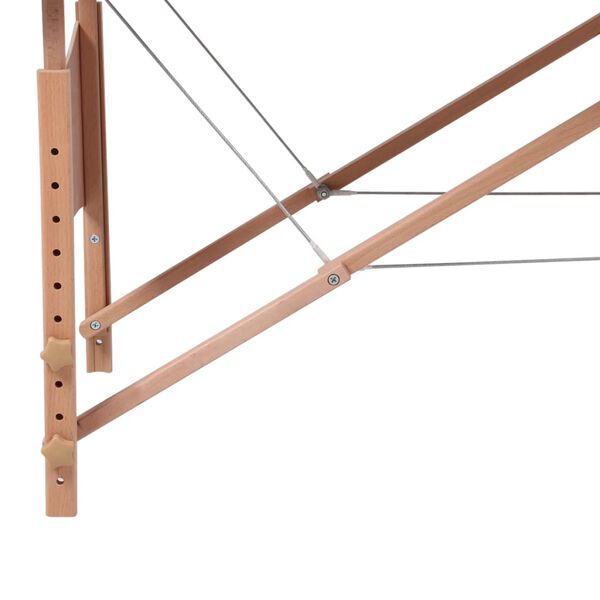 vidaXL háromzónás krémfehér összecsukható masszázsasztal fa vázzal