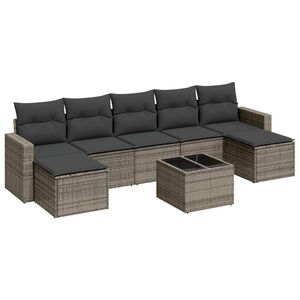 vidaXL 8 r&eacute;szes sz&uuml;rke polyrattan kerti &uuml;lőgarnit&uacute;ra p&aacute;rn&aacute;kkal