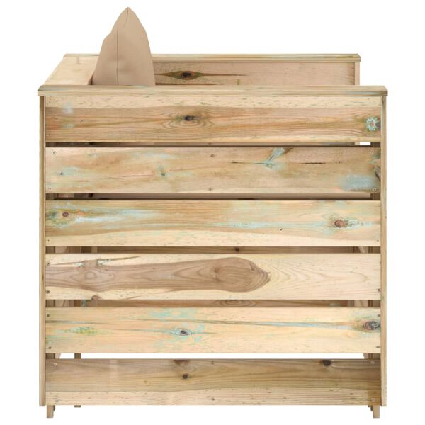 vidaXL 2 r&eacute;szes z&ouml;ld impregn&aacute;lt fa kerti t&aacute;rsalg&oacute; p&aacute;rn&aacute;kkal