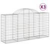 vidaXL 3 db íves horganyzott vas gabion kosár 200 x 50 x 100/120 cm