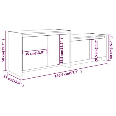 vidaXL fekete forgácslap TV-szekrény 146,5 x 35 x 50 cm