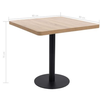 vidaXL világosbarna MDF bisztróasztal 80 x 80 cm