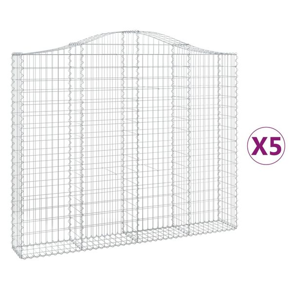 vidaXL 5 db íves horganyzott vas gabion kosár 200x30x160/180 cm