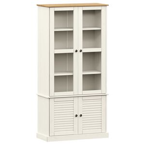 vidaXL VIGO feh&eacute;r &uuml;vegvitrines t&ouml;m&ouml;r fenyőszekr&eacute;ny 85x35x170 cm