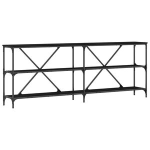 vidaXL Konzolasztal Fekete t&ouml;lgy 200 x 30 x 75 cm Szerelt Fa