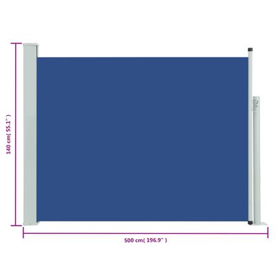 vidaXL kék kihúzható terasznapellenző 140 x 500 cm