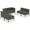 vidaXL 6 r&eacute;szes sz&uuml;rke polyrattan kerti &uuml;lőgarnit&uacute;ra p&aacute;rn&aacute;kkal