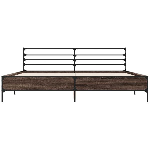 vidaXL barna tölgyszínű szerelt fa és fém ágykeret 200 x 200 cm