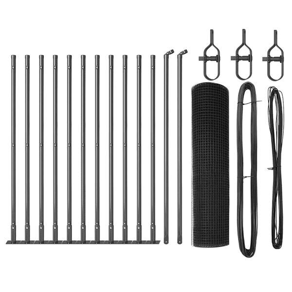 vidaXL Ker&iacute;t&eacute;soszlop Sz&uuml;rke 25 x 0,4 m (12 x 12 mm h&aacute;l&oacute;) Ac&eacute;l &eacute;s PVC